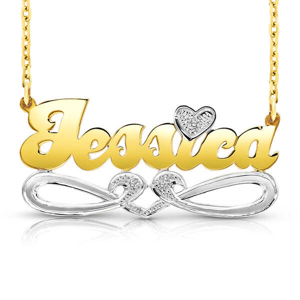 Jessica script name necklace in 14k yellow gold