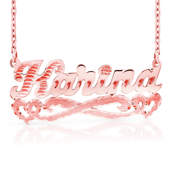 Rose gold 14k Karina necklace with diamond cut and hearts design