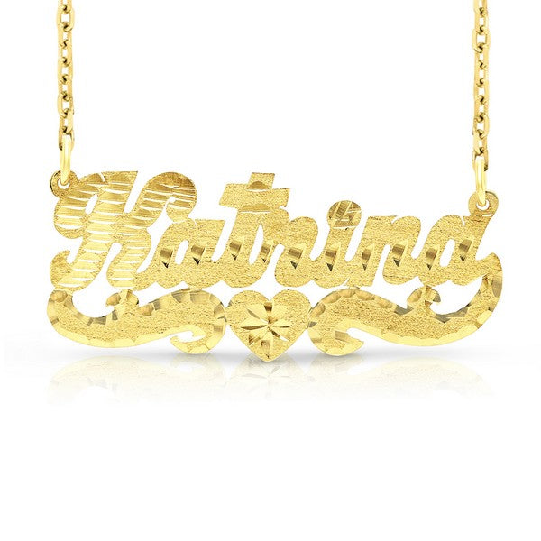 Katrina diamond cut florentine name necklace in 14k yellow gold