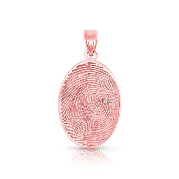 Custom oval fingerprint charm pendant rose gold