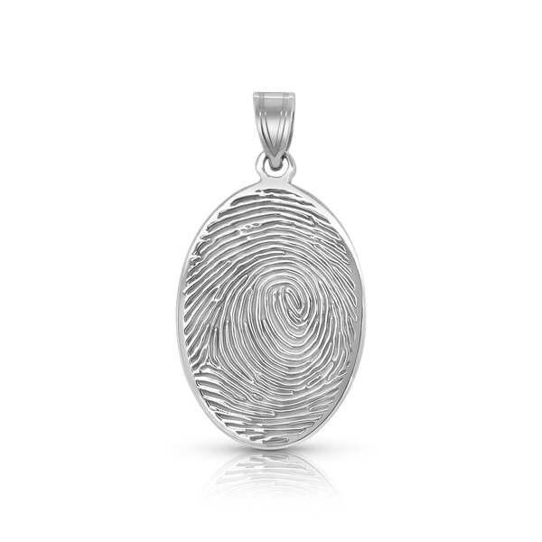 Sterling silver oval shaped fingerprint charm pendant