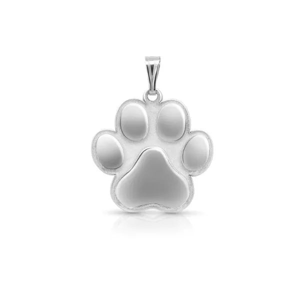Custom paw print pendant in white gold finish
