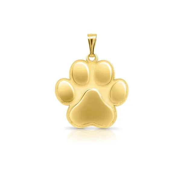 Personalized paw print pendant in yellow gold