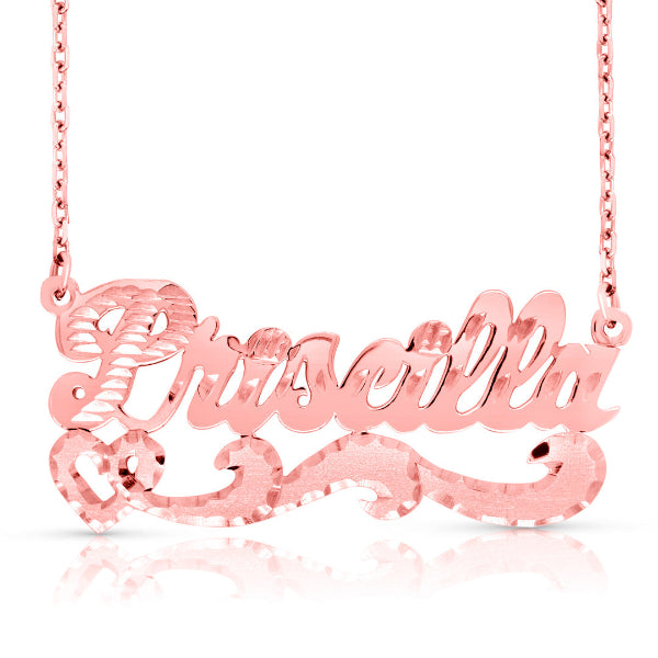 Custom diamond cut name necklace rose gold