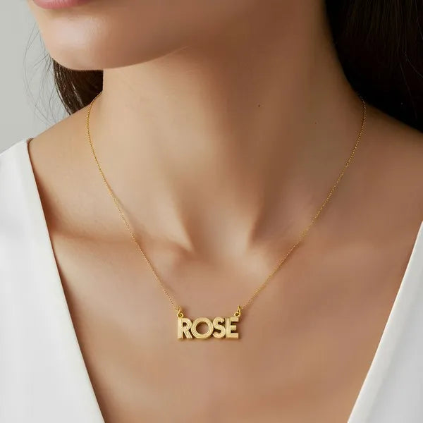  14 Karat Yellow Gold Fluted Name Necklace
