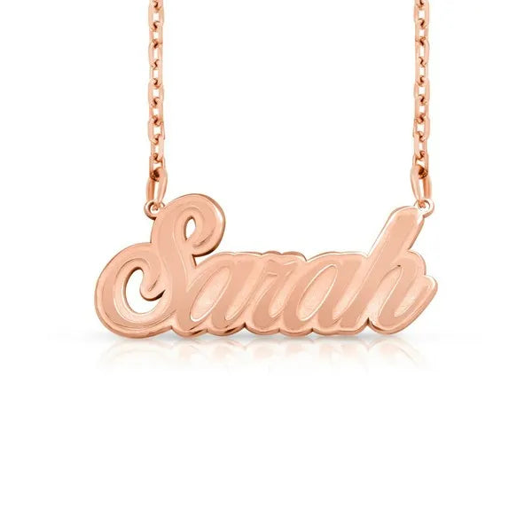 Sarah custom 14 karat fancy name necklace rose gold