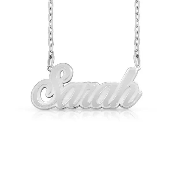 14 karat fancy name necklace white gold