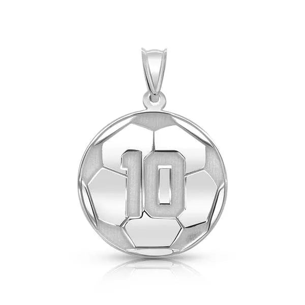 Soccer ball charm pendant in white gold