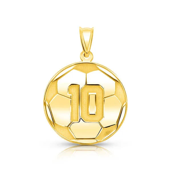 Soccer ball charm pendant in yellow gold