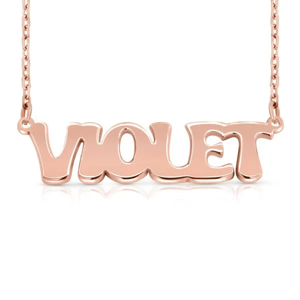 custom retro letter name necklace rose gold