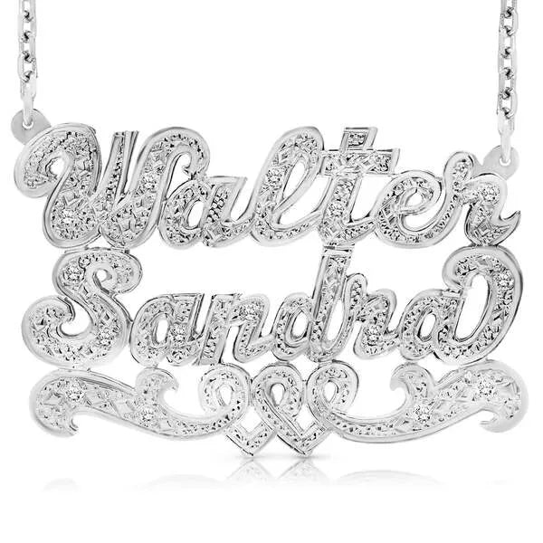14k white gold two name necklace