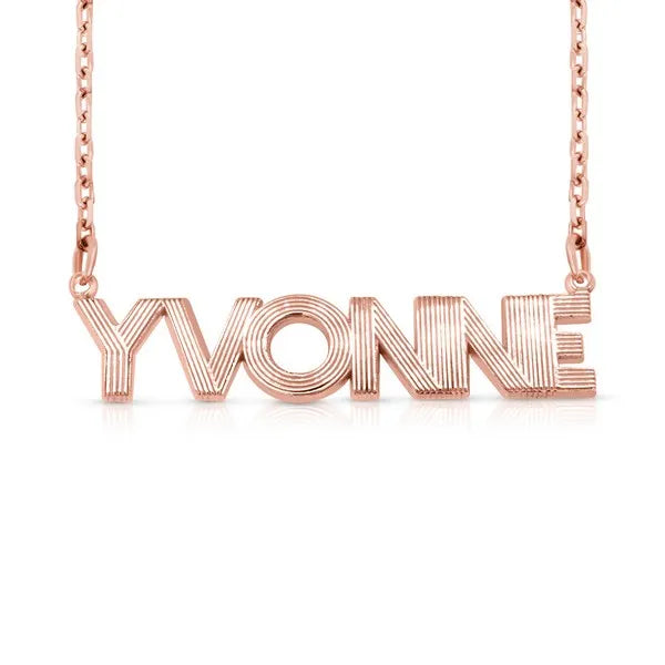 custom fluted name necklace rose gold