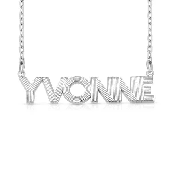 Sterling silver name necklace with a textured finish